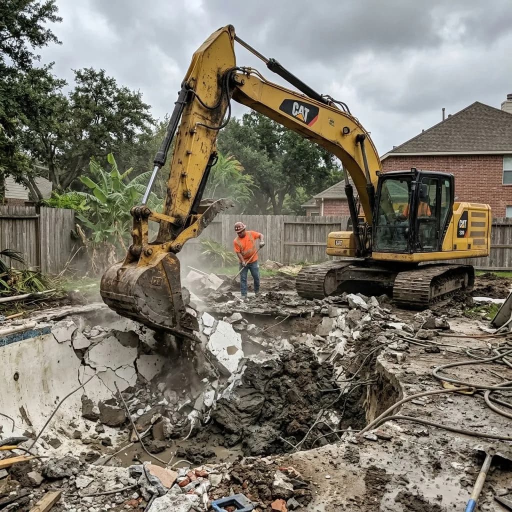 Houston pool removal — Phase 1: Site Prep