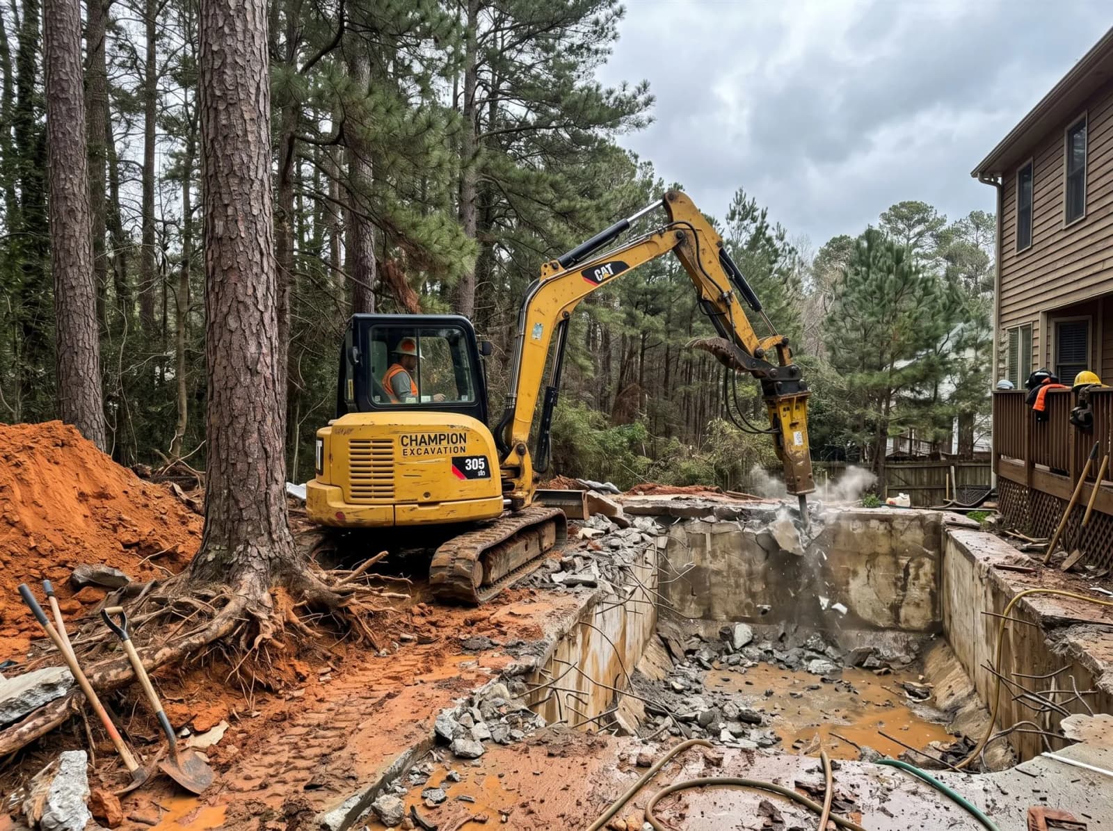 Charlotte pool removal — Phase 1: Site Prep