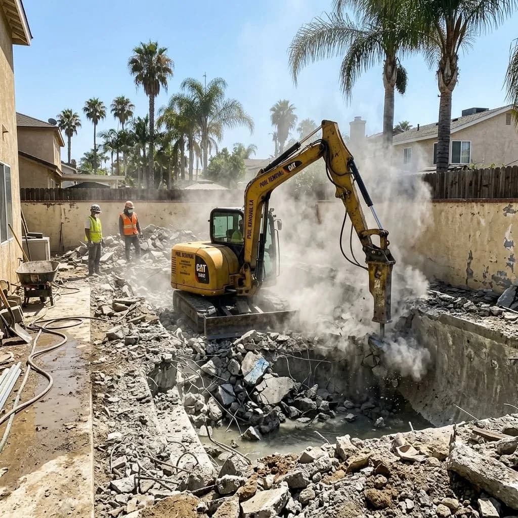 Los Angeles pool removal — Phase 1: Site Prep